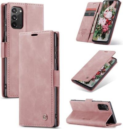 Casemania Hoesje Geschikt voor Samsung Galaxy Note 20 Pale Pink - Dunne Portemonnee Book Case - Slim Wallet Case met Pasjeshouder