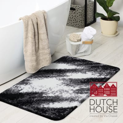 Dutch House Badmat Fréjus - Badmat 60x90cm - Zwart - Antislip - Badmatten - Anti Slip Douchemat - Badkamer Mat - Snel Absorberend - Snel Drogende Badmat