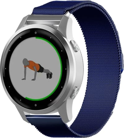 Smartwatch bandje 18mm - Milanees bandje geschikt voor Garmin Vivoactive 4s / Garmin Venu 2s / Garmin Vivomove 3s - blauw