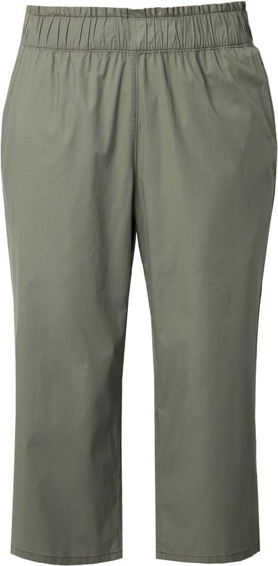 Ulla Popken - Dames - Culotte Rose wijde pijpen elastische tailleband volant - Olijfgrijs - Maat 42+
