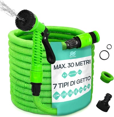 Thijox - Uittrekbare Tuinslang 30 m - Flexibele Waterdichte Tuinslang met 7 Functies - Duurzaam TPE en Kunststof - Ideaal voor Tuin, Camping en Schoon