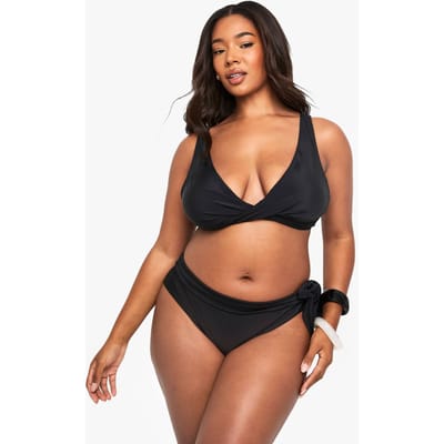 boohoo Dames Plus Tie Bikini Broekjes | Black | Maat: 22