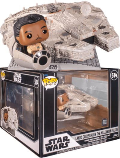 Funko Pop! Rides Super Deluxe: Disney Star Wars - Lando Calrissian in the Millennium Falcon (2022 Galactic Convention Exclusive) #514 Bobble-Head Vinyl Figure