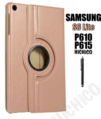 Samsung Galaxy Tab S6 Lite 10.4” (SM-P610 / SM-P615), HiCHiCO Tablet Hoes met Stylus Pen, draaistand Cover Tablet hoesje, Magnetische Stand Case Leather Flip Cover Tablet Case smart Cover Rose Goud van