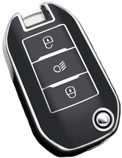 Autosleutel Hoesje geschikt voor Citroën - Sleutelcover - TPU Cover Sleutelhoes - Accessoires - zwart