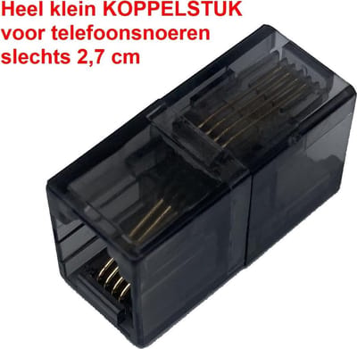 Fraai mini KOPPELSTUK voor het koppelen/verlengen van twee telefoonkabels - RJ11-female <---> RJ11-female