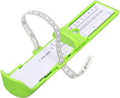 Professionele Voetmeter voor Kinderen - Nauwkeurige Maatbepaling van Schoenen en Voetbreedte tot 20 cm, Ideaal voor Peuters en Baby's, Groen