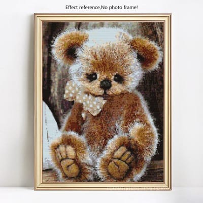 Peinture diamant ours, broderie 5D, image à faire soi-même, mosaïque en strass, décoration 20X30CM black