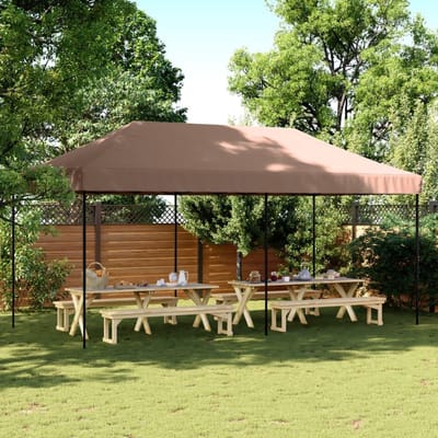 Partytent - Feesttent Pop-up - Buitenevenementen Organiseren - Opvouwbaar Snel Opgezet - 580 x 292 cm - Bruin