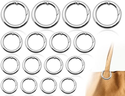 Dailygoods- Sleutelhangers 16 Stuks - Ronde Karabijnhaak - O-Ring - Roestvrij Staal - Binnendiameter 13/17/19/25 mm - Betrouwbare Gadget