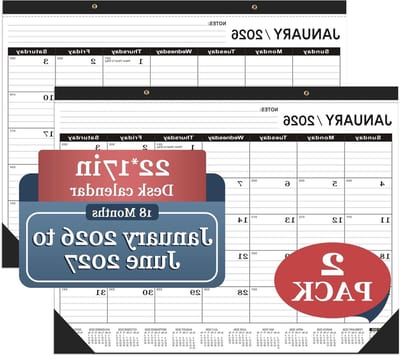 Bureaukalender - Kalender 2026-2027 - Planning Werk - 18 Maanden Planning - 22 x 17 Inch - Klassiek Zwart