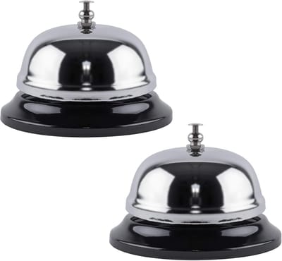 2 stuks - Receptie Bel - Tafelbel - Keukenbel - Zilver - metaal - 85*85*65 mm - Hotel Bel - Receptiebel