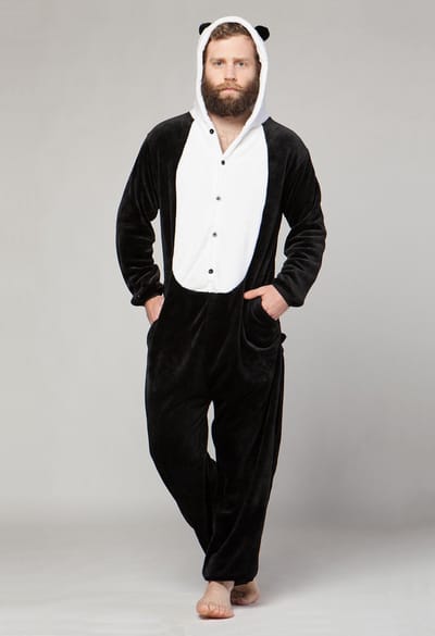 KIMU® Onesie Kung Fu Panda Pak - Maat XS-S of 152-158 - Pandapak Kostuum Zwart Wit Beer - Jumpsuit Huispak Dierenpak Pyjama Dames Heren Festival