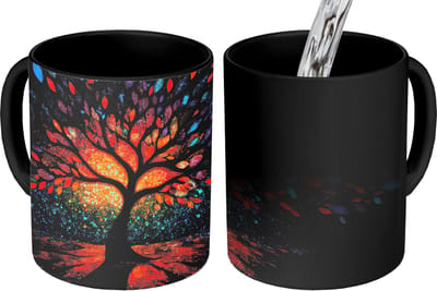 Magische Mok - Foto op Warmte Mokken - Koffiemok - Mozaïek - Kleurrijk - Boom - Takken - Magic Mok - Beker - 350 ML - Theemok