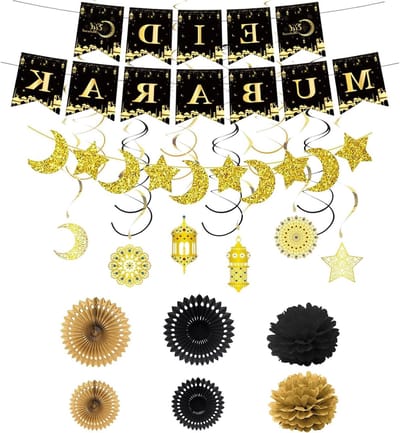 Complete Decoratieset voor Ramadan - Mooie Eid Versiering met Slingers, Tafelkleed en Fotobooth Props voor een Feestelijke Sfeer