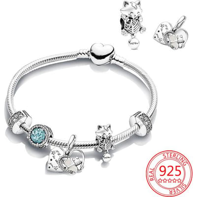 Ensemble Bracelet Moment Argent Sterling 925 de Luxe Bracelet Murano Galaxie Errant Bleue Bijou Charm Déclaration Mode Fille Cadeau 21 white