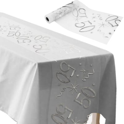 Tafelloper - Op maat te knippen - Feestdecoratie - Zilverkleurig - 28 cm x 10 m