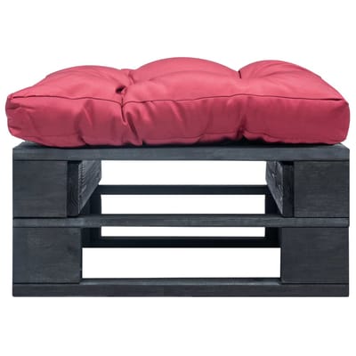 vidaXL - Tuinpoef - met - rood - kussen - pallet - hout - zwart