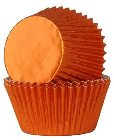 House of Marie Cupcake Vormpjes - Folie Oranje - pk/24 - Baking Cups voor Muffins en Cupcakes