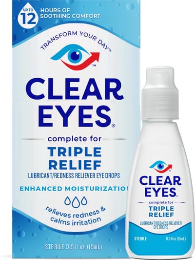 Clear Eyes - Triple Action - Redness Reliever Eye Drops - Verlichting voor Droge, Rode en Geïrriteerde Ogen - 15 ml