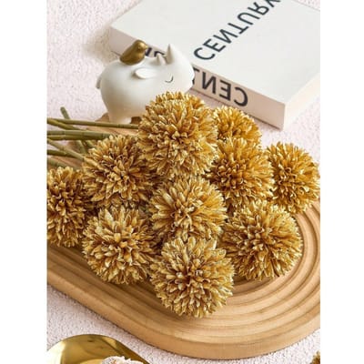 Kunstbloem Chrysant Bolbloemen Paardenbloem Hortensia Arrangement Boeket Cadeau Voor Vrienden Bruids Bruiloft Boeket Decoratie Voor Huis Kantoor 1 Pc goud