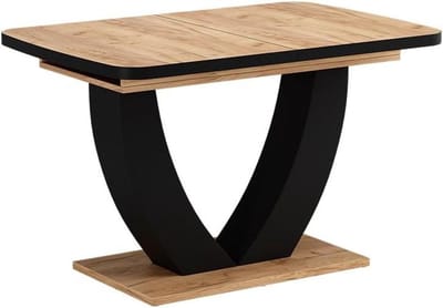Eettafel Uitschuifbaar - Eetkamertafel Keukentafel - Gezellig Eten - Tijdloos Ontwerp - 120-160 x 80 cm - Zwart Eiken