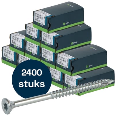 Radix Torx 20 Spaanplaatschroef - Platkop + Snijpunt - 4,0 x 60mm/36 - Verzinkt - Deeldraad (2400 stuks) VOLLE DOOS!