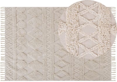DIDIM - Laagpolig vloerkleed - Beige - 160 x 230 cm - Katoen