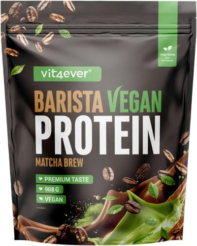 Vit4ever - Barista Whey Vegan – 908 g – Matcha smaak – Plantaardige eiwitrijke blend met echte matcha – Tot 24 g eiwit per portie – Zonder soja & lactose