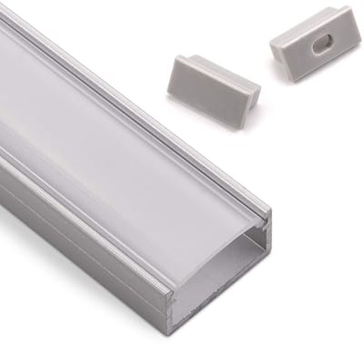 LED Alu Profiel-PH1 (2000 x 18 x 8,5 mm) voor breed LED Stripes tot 16 mm (bijv. voor Philips Hue LightStrip) AufbauProfiel met opaal gekleurd afdekking met eindstuk SO-TECH®