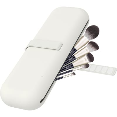 Reismake-upborstelhouderCosmetische penselen Tas Make-upsponshoes Draagbare waterdichte make-uptools voor damesmeisjes wit