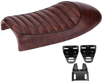Dailygoods- Motorfiets Zadel Kunstleer - Vintage Zadel - Flat Zadel - Beugels - Geschikt voor CG125/CB400SS - Eenvoudig te installeren - Motorzadel