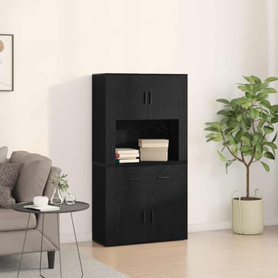 vidaXL Hoge Kast met lade Zwart eiken 80 x 33 x 150 cm Bewerkt hout