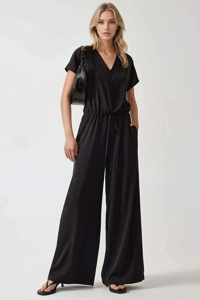 Wijde Croptop Jumpsuit met V-hals