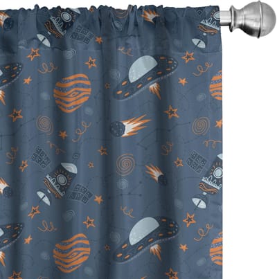 ABAKUHAUS Ruimte-Thema Gordijnen – 2x Panelen 75x225 cm – Microvezel, Halfdonker