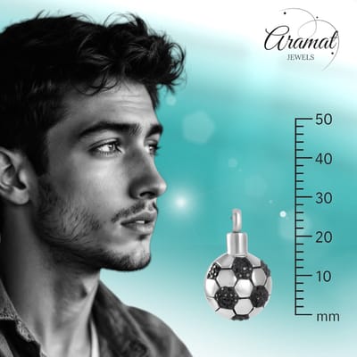 Aramat Jewels | Gedenkhangers | Ashanger Voetbal Zilverkleurig RVS – 27x17mm Gedenksieraad Sportliefhebber | | | |20mm | Staal | Volwassenen | Verkleurd niet