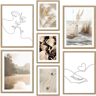 Dailygoods- Posters Set van 7 - Wanddecoratie - Muurdecoratie Woonkamer - Wandprints Slaapkamer - Posters zonder Lijst - Unieke Interieurdecoratie