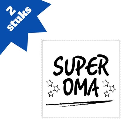 Akyol - super oma brillendoekjes - Oma - een oma - verjaardagscadeau - cadeau voor oma - gift - kado - 17,8 bij 17,8 cm - 2 stuks
