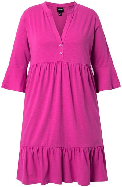 Ulla Popken - Dames - Jersey jurk - Oriëntroze - Maat 46+