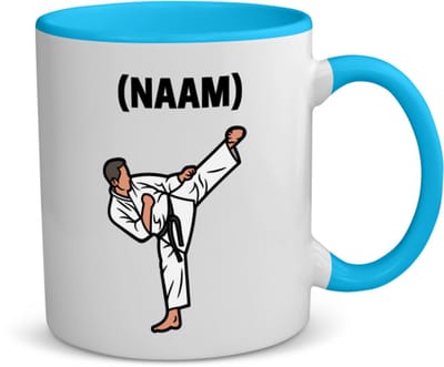 Akyol - karate met eigen naam koffiemok - theemok - blauw - Sport - karateka - sport - 350 ML inhoud