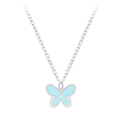 zilveren kinderketting met groen vlinder hangertje | ketting meisje | Sterling 925 Silver (Echt zilver)