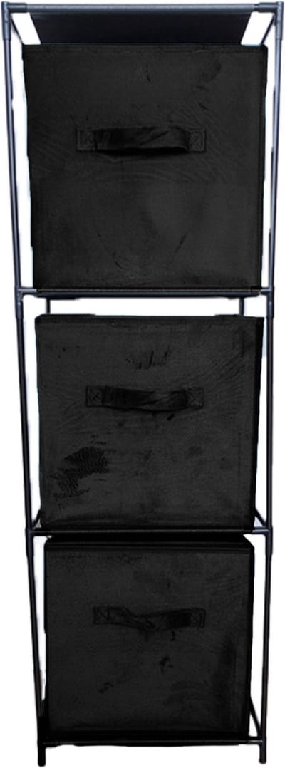 Storage Solutions Opbergrek Smartrack - met 3x mandjes stof - zwart - 34 x 104 cm