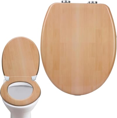 Zachte Sluiting Toiletbril, Ovalen Toiletdeksel van Hoge Kwaliteit, Eenvoudige Montage, Duurzaam en Stijlvol voor Gezinnen, Verkrijgbaar in Houten Kleuren