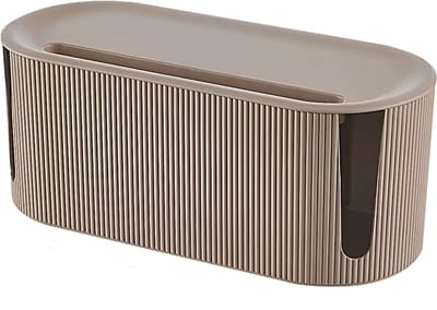 Peysaitr - Kabelbox Organizer - Opberg Stekkerdoos - Met kaartsleufklepje en ventilatieopeningen - Desk Organizer - 31x13.5x12.5cm - Kaki - 1 stuk