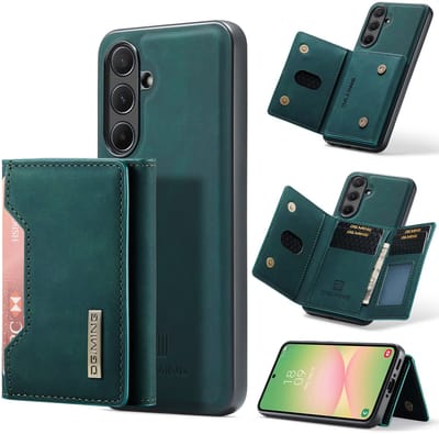 Stravo × DG.MING Veelzijdige leren case hoesje – Geschikt voor Samsung Galaxy A56 – 2-in-1 luxe lederen telefoonhoesje met afneembare kaarthouder – MagSafe compatibel leer case – Stijlvol & duurzaam – Groen