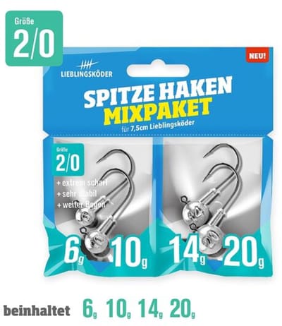 Lieblingskoder Spitze Haken Mix 6g + 10g + 14g + 20g / #2/0