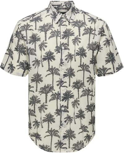 ONLY&SONS - ONSBRONX REG AOP POPLIN SS SHIRT - Heren - Overhemden