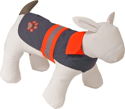 Boony Dog fashion - Honden regenjas Safety met reflectie - Kleur: grijs/oranje - 25 cm.