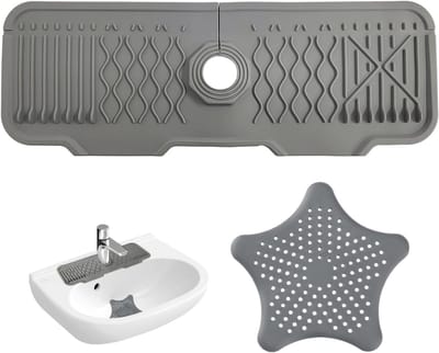 Splash-proof silicone keukenafvoer set met inklapbare zeef en pentagram bodemdeksel voor optimale bescherming