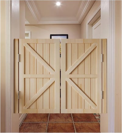 Zwaaideuren Dubbel - Salondeuren Hout - Keuken Scheiden - Automatisch Sluiten - 90x90cm - Natuurlijk